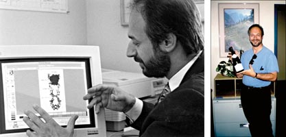 manbet手机版左图:在德克萨斯大学西南医学中心的同事Steven sprung博士制作的模型中，检查预测的TNF抑制剂分子与TNF的相互作用。manbet手机版拍摄于1995年，由德州西南大学的David Gresham提供。manbet手机版右图:1998年9月中旬，她拿着一瓶香槟。manbet手机版罗伯特·芒福德(Robert Munford)是一位对LPS长期感兴趣的同事，在听说突变被确定后，他把它带到我们的实验室进行了短暂的即兴庆祝。manbet手机版这个瓶子一直放在我的办公室里作为纪念。