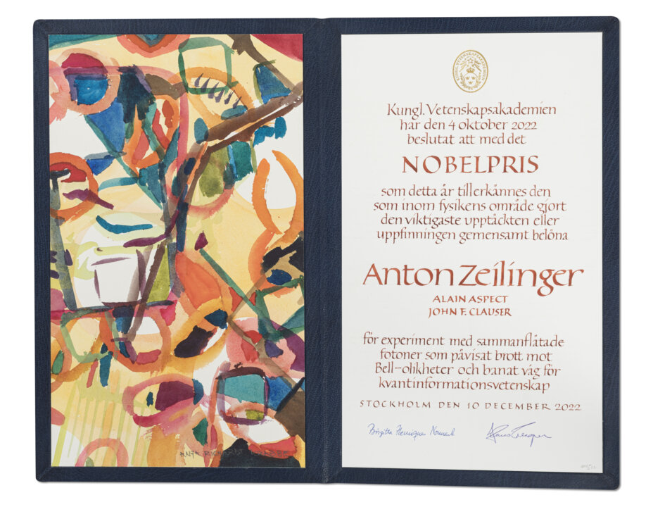 manbet手机版Anton Zeilinger -诺贝尔奖证书