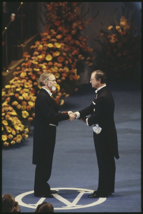 J. Michael Bishop receiving his Nobel Prize