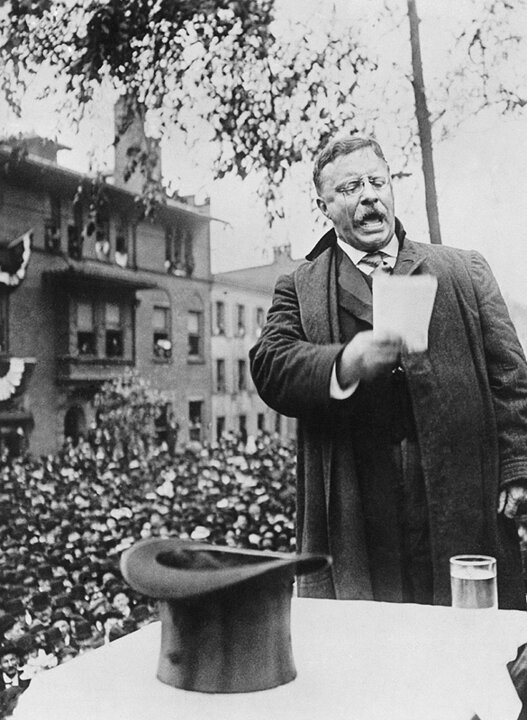 Theodore Roosevelt campaigning for President