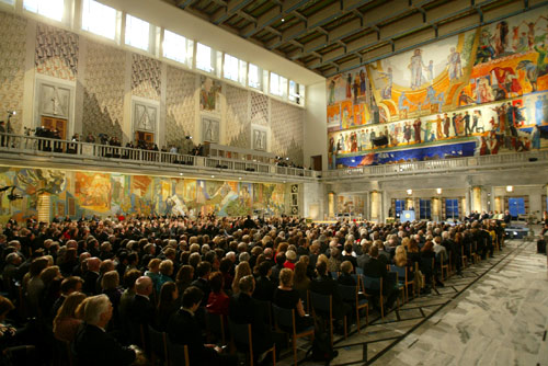 manbet手机版2005年诺贝尔和平奖颁奖典礼在奥斯陆市政厅举行