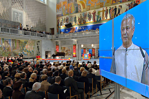 manbet手机版穆罕默德·尤努斯发表诺贝尔奖演讲