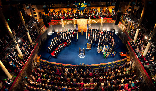 manbet手机版一幅鸟瞰的诺贝尔奖颁奖典礼2012年12月10日狗万世界杯在斯德哥尔摩音乐厅