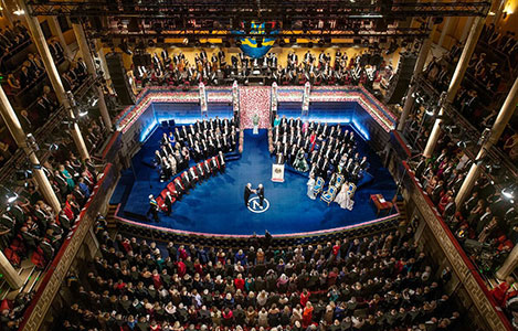 manbet手机版诺贝尔奖颁奖典礼在斯德哥尔摩狗万世界杯音乐厅举行