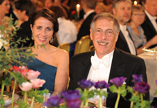 Peter A. Diamond and Mrs Filippa Reinfeldt at the Nobel Banquet