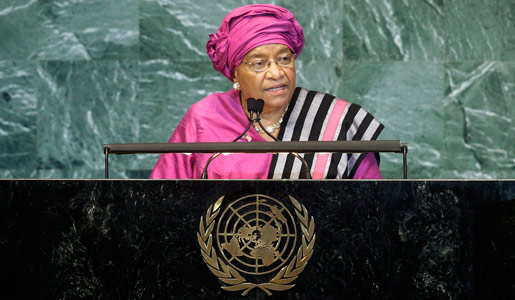manbet手机版利比里亚总统埃伦·约翰逊·瑟利夫在大会第六十五届会议一般性辩论上发言